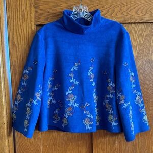Blue Floral Embroidered Swing Top by Zara